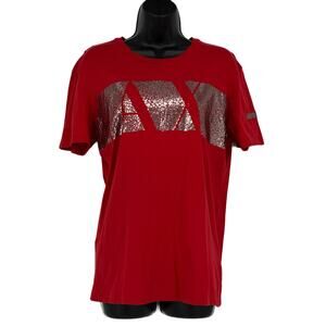 A/X Armani Exchange Short Sleeve Tee Shirt in Red/Metallic Size Medium